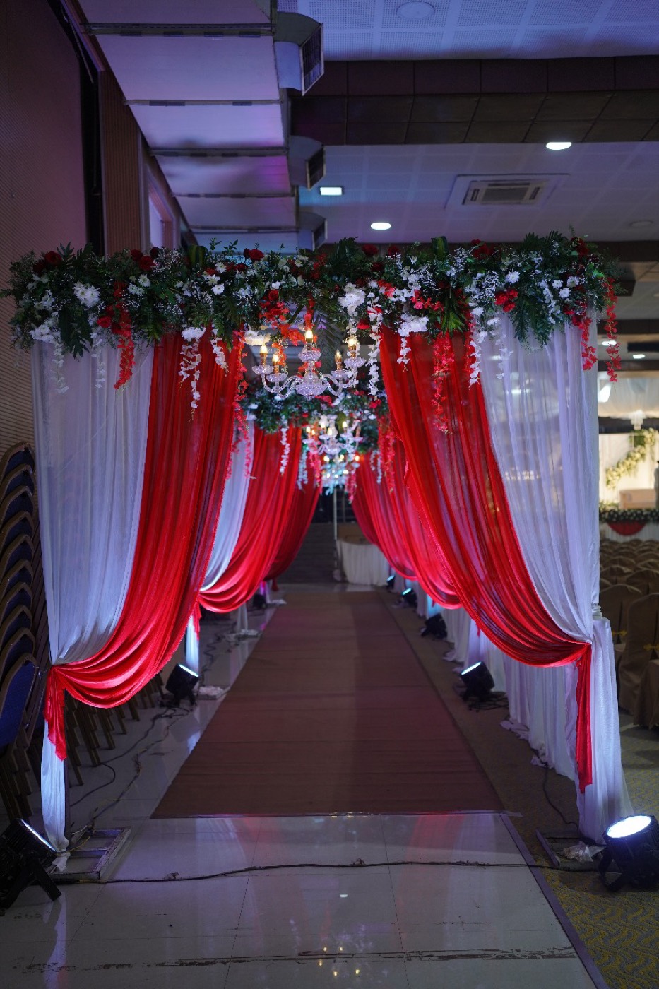 Draped welcome aisle
