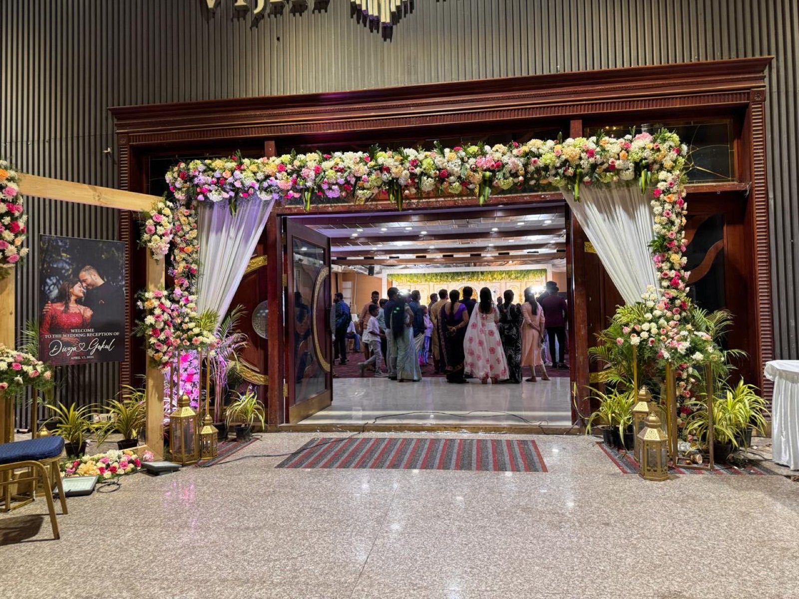 Decorated entrance foyer welcoming guests