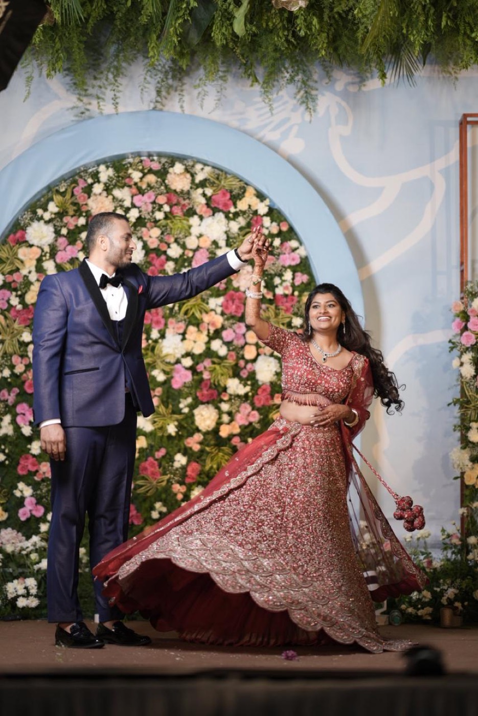 Couple celebrating at their reception